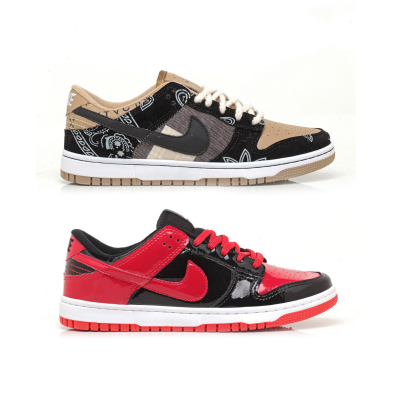 Kit 2 Pares Dunk Low Preto Vermelho Verniz E Cactus Jack